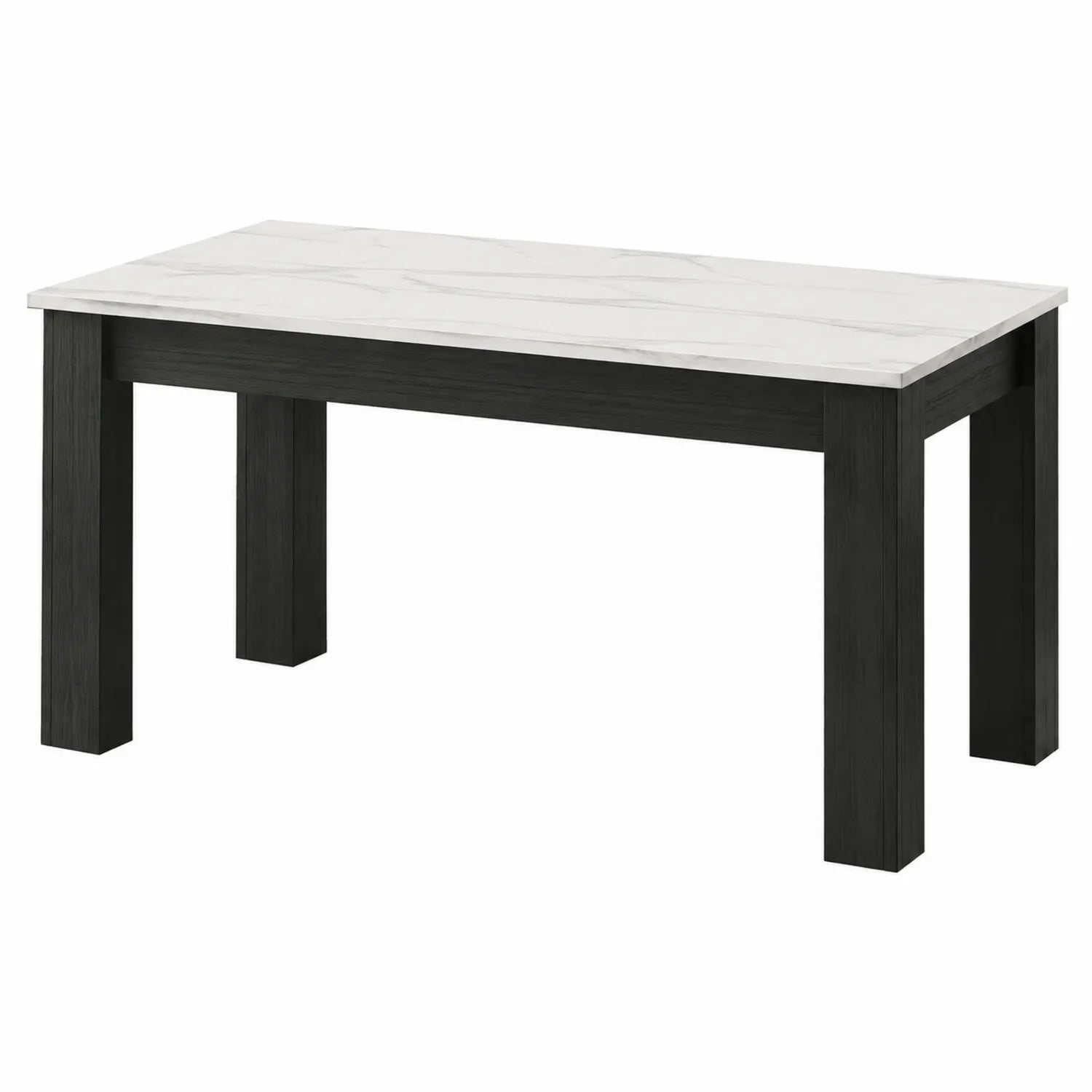 Esstisch mit Marmoroberfläche und Holzgestell in Weiß/Schwarz