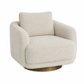 Drehbarer Sessel Bouclé Stoff Creme mit Metallbasis