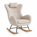 Schaukelstuhl Stoff Beige mit Metallgestell