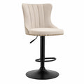 Verstellbarer Barhocker mit Samtbezug und Metallrahmen Beige