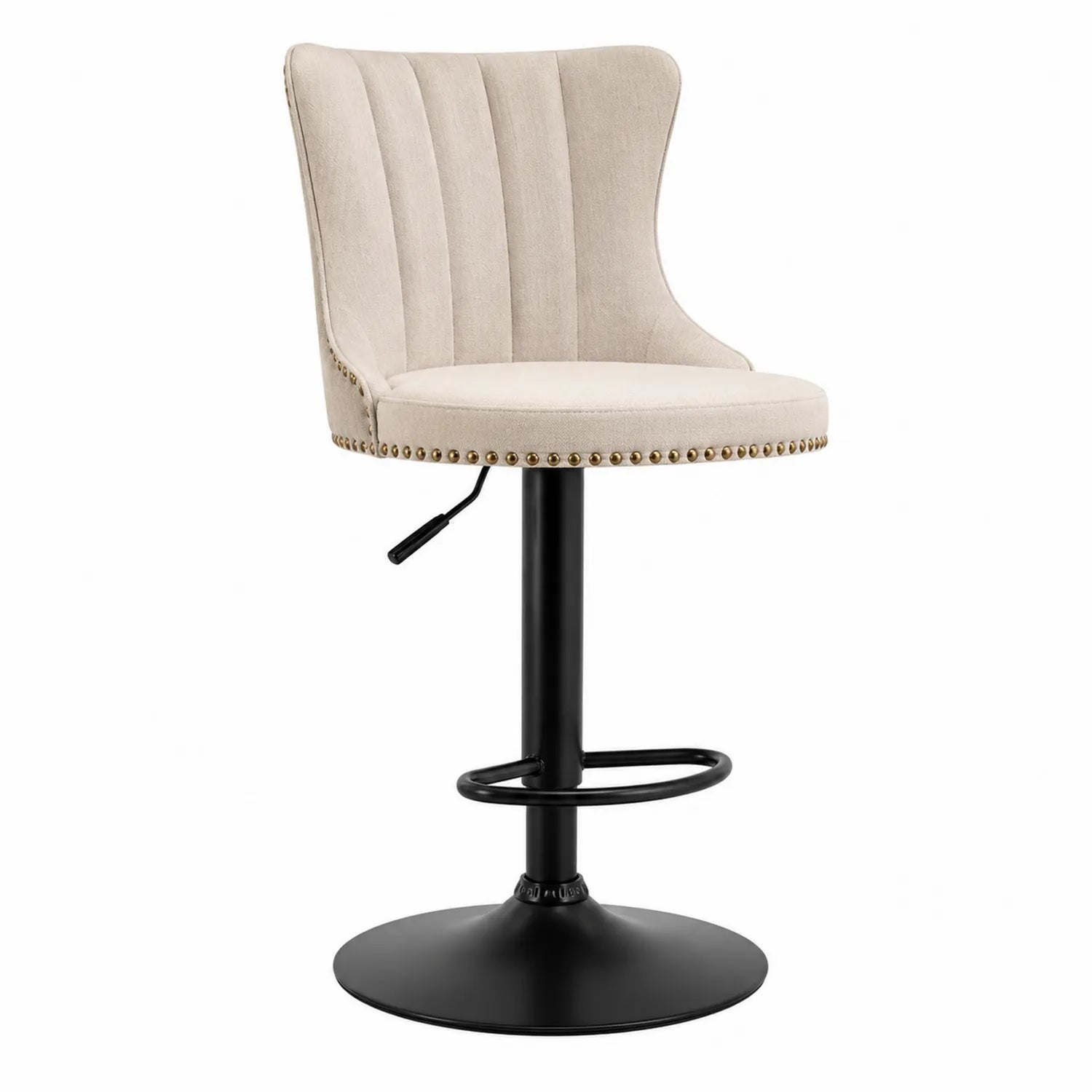 Verstellbarer Barhocker mit Samtbezug und Metallrahmen Beige
