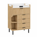 Kommode aus Holzfurnier Eiche mit Metallbeinen und Steckdose