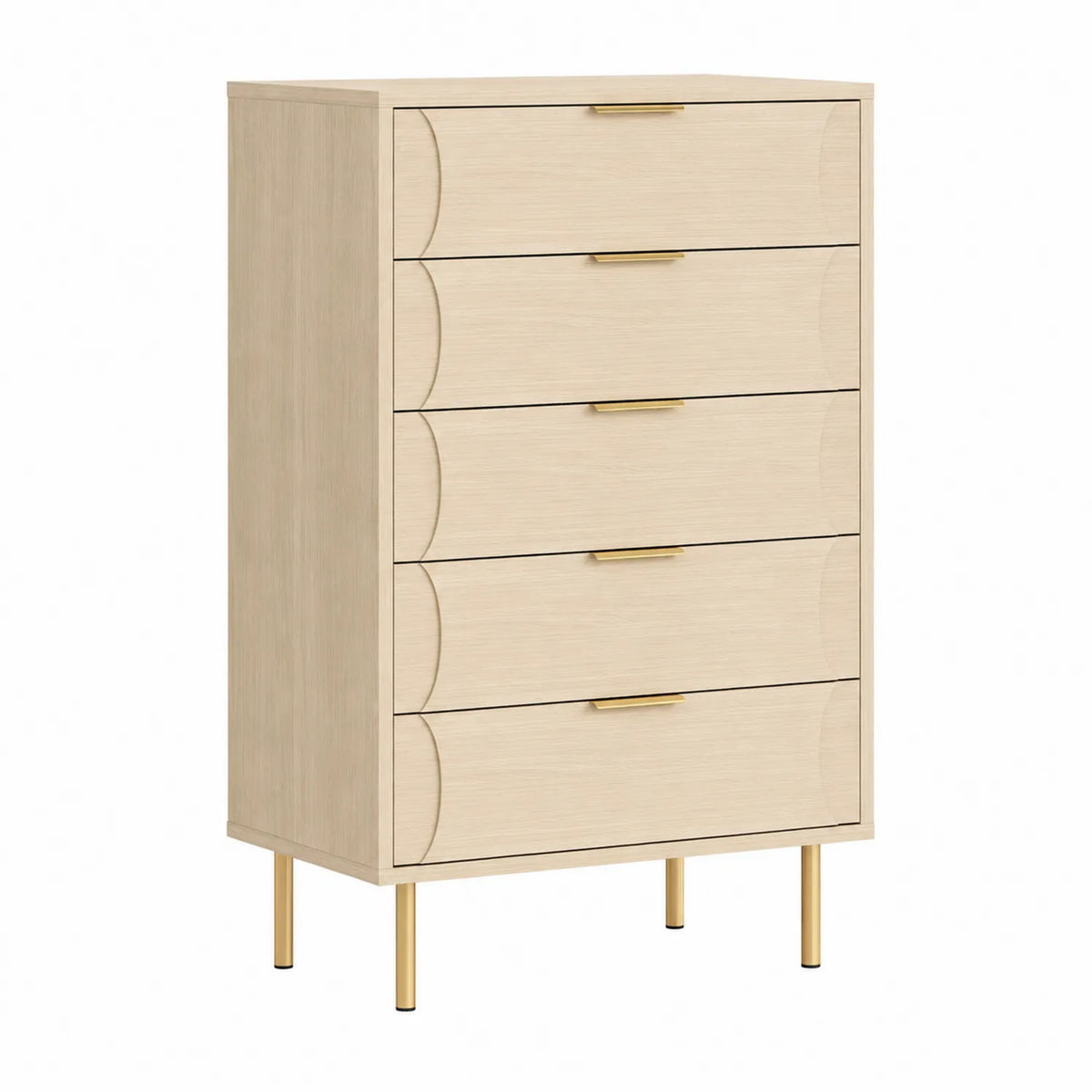 Kommode Holzfurnier Eiche Hell mit Metallbeinen