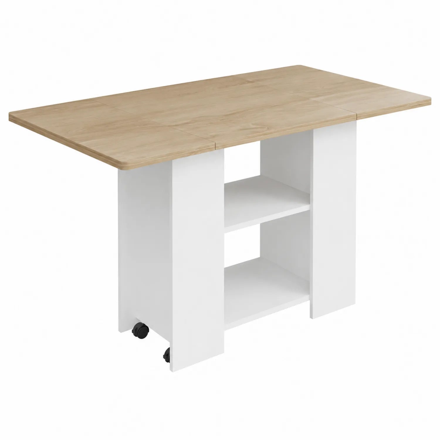 Klappbarer Esstisch MDF Weiß mit Eichenfurnier 140cm x 80cm