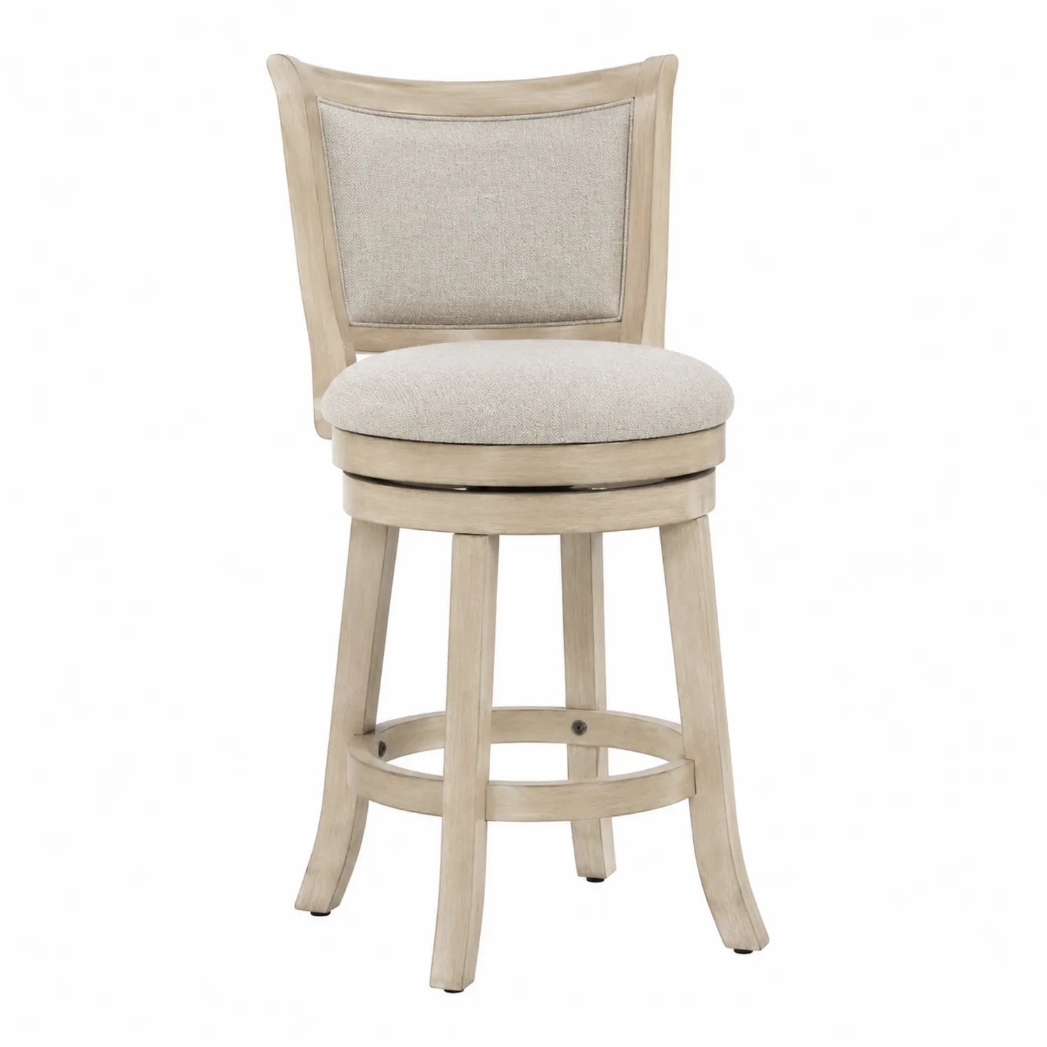 Drehbarer Barhocker aus Holz und Polyester in Beige